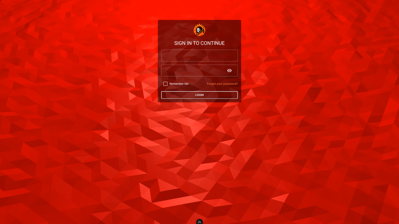 Login screen with authentication form and branding