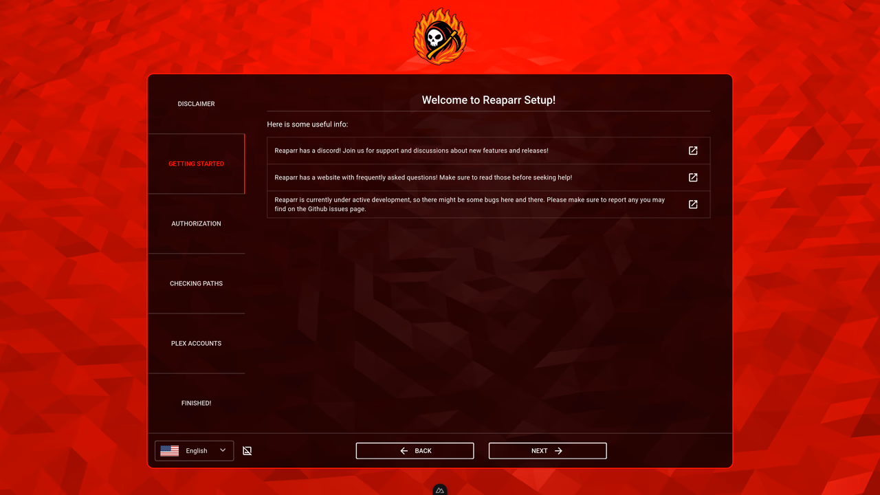 Initial setup step 2 – server or connection configuration
