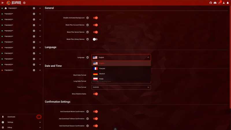 UI language settings